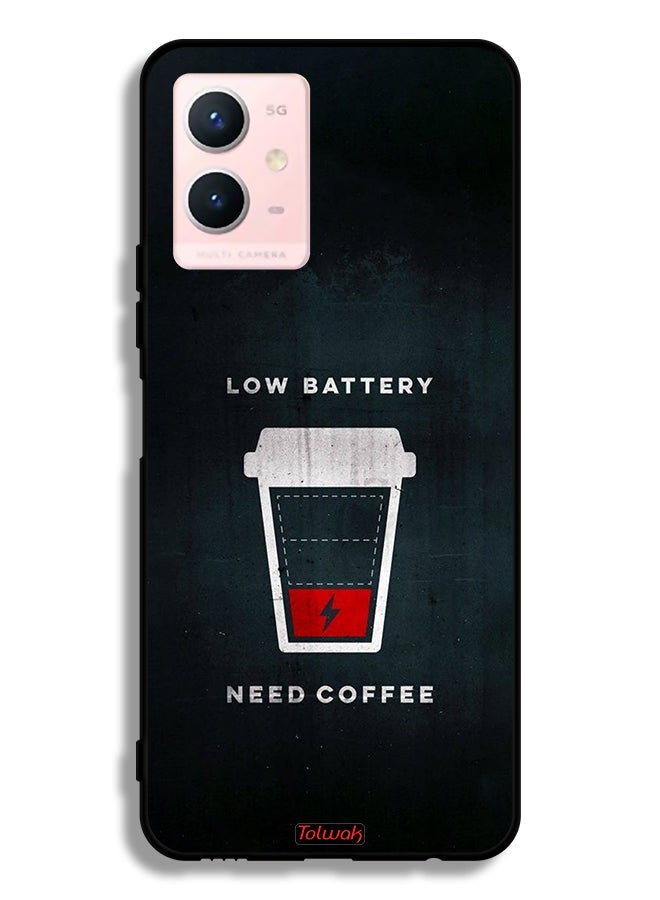 Tolwak Vivo Y33s 5G Protective Case Cover Low Battery Need Coffee - Image 2