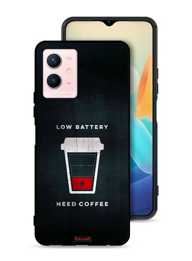 Tolwak Vivo Y33s 5G Protective Case Cover Low Battery Need Coffee - Image 1