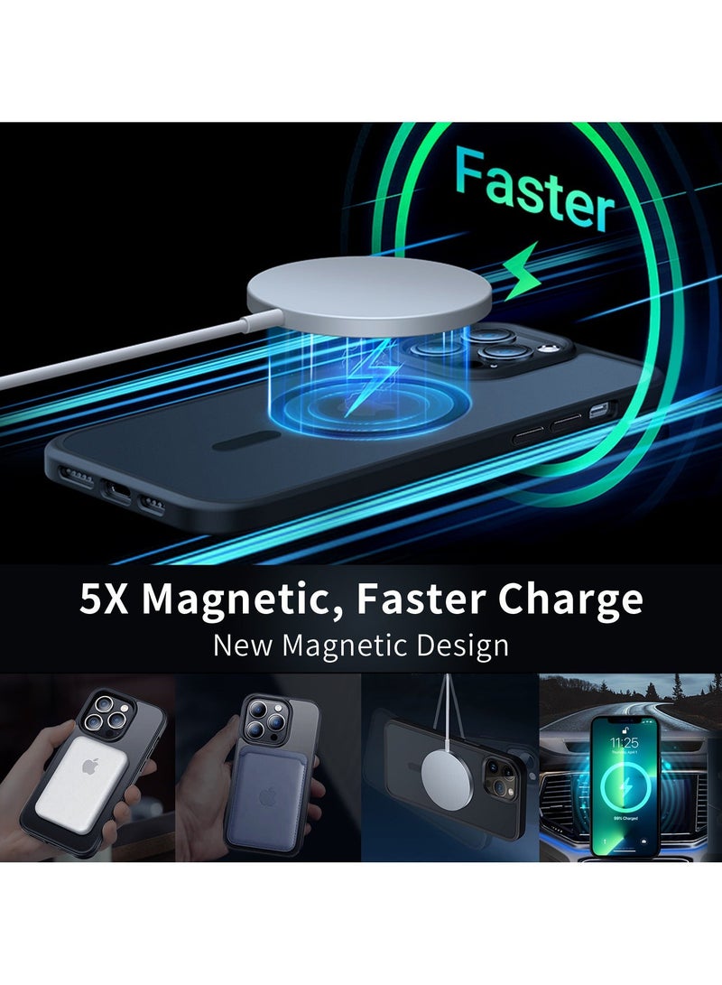 TEAM LUXURY INFOSUN iPhone 13 Pro Case Cover Compatible with MagSafe Magnetic Designed Shockproof Case Translucent Matte Protective Cover Back Hard Cases with Magnet for iPhone 13 Pro Case Black  - Image 3