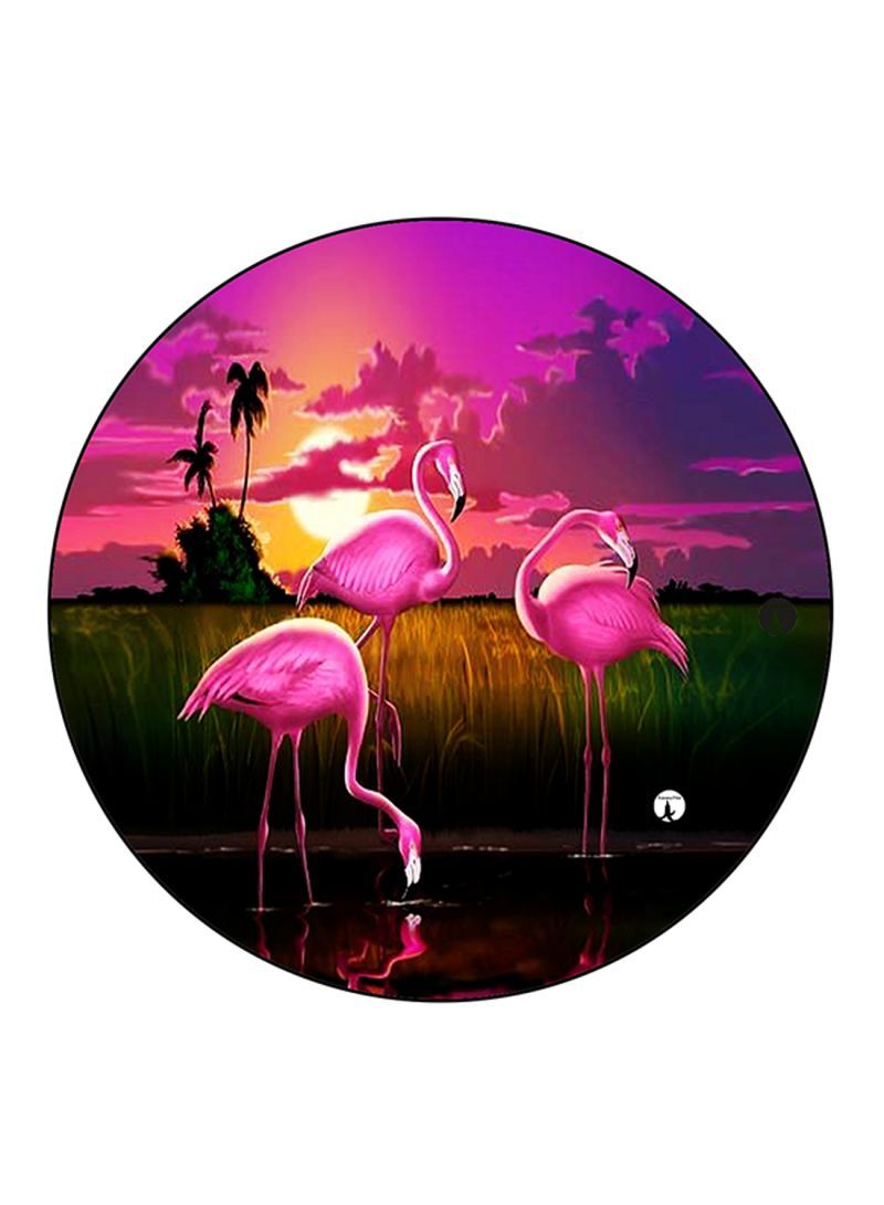 RKN Flamingo Printed Fridge Magnet Round  Multicolour - Image 1