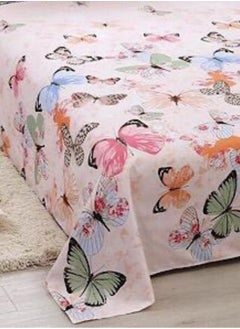 LUNA Home 3 Pieces Flat Bedsheet 230*250cm. 2 Pillow cases - 50*75cm, Pink Butterfly Design.  - Image 2