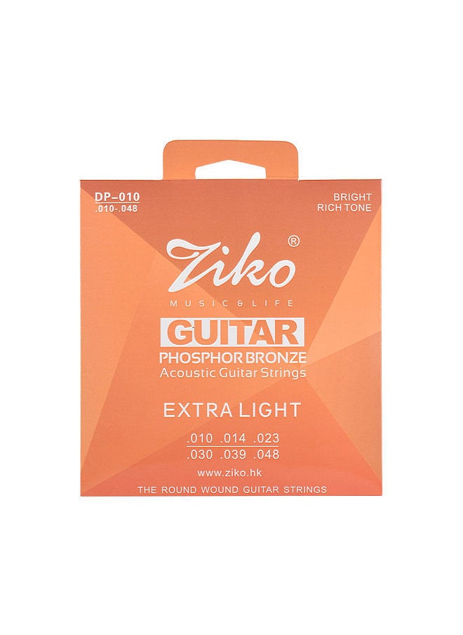 ZIKO - DP-010 Extra Light Acoustic Guitar Strings Hexagon Alloy Wire Phosphor Bronze Wound Corrosion Resistant 6 Strings Set - Image 1