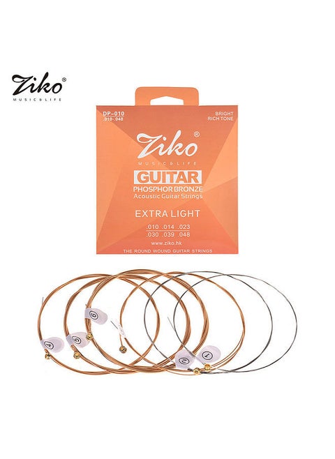 DP-010 Extra Light Acoustic Guitar Strings Hexagon Alloy Wire Phosphor Bronze Wound Corrosion Resistant 6 Strings Set