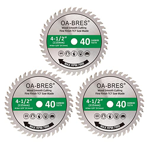OA-BRES 4-1/2" 40T Fine Finish Wood Cut Circular Saw Blade with 3/8 Inch Arbor, TCT ATB Trim Saw Blade - 3 Pack - Image 1