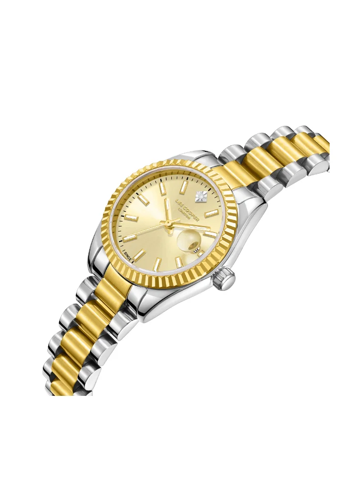 لي كوبر Women's Analog Display Watch With Silver/Gold Metal Strap - LC08126.210