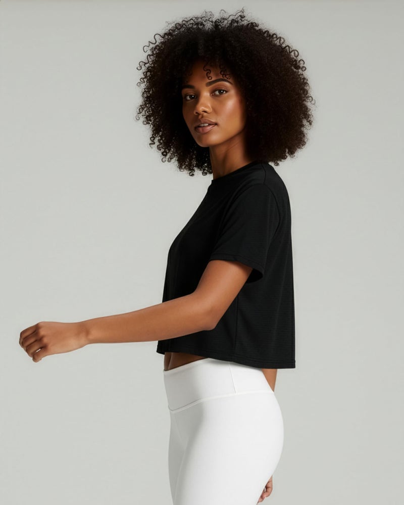 REALESSENTIALS Real Essentials 5 Pack: Women's Dry-Fit Breeze Tech Crop Tops â€“ Short Sleeve Athletic Workout, Yoga Tees (Available in Plus)- Set 3, M - Image 5