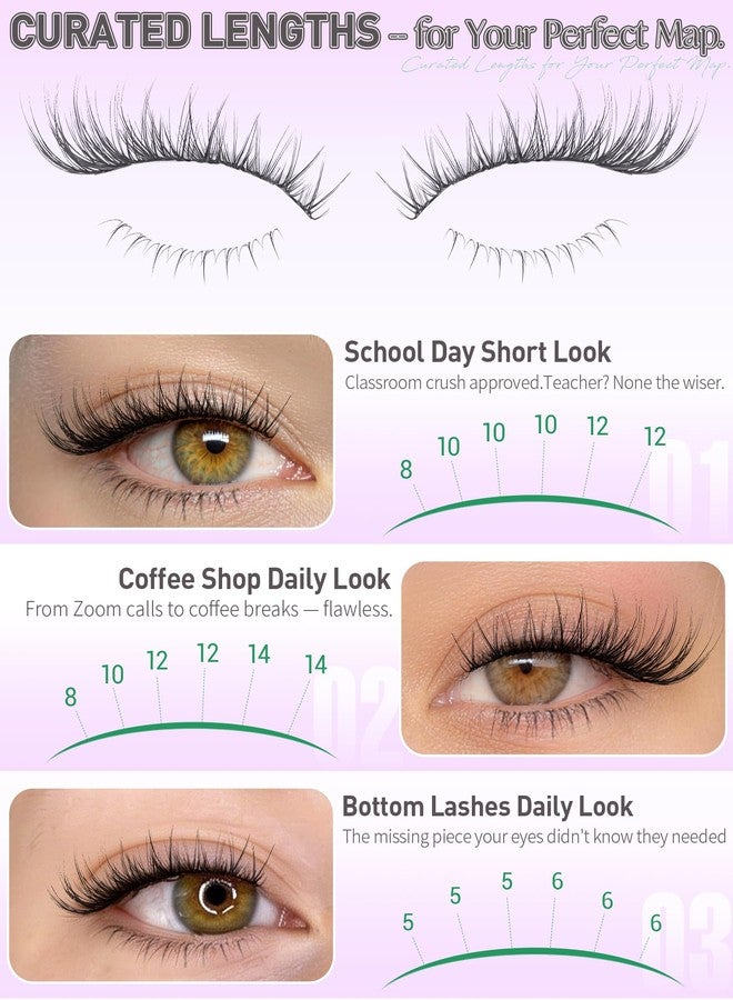 Boahankuke Natural Spider Lash Clusters Kit with Bottom Lashes Wispy Lash Extension Kit 8-14MM Short Eyelash Extension Kit Lightweight Eyelash Clusters Kit for Everyday Wear Fluffy Individual Lashes for Beginner - Image 4