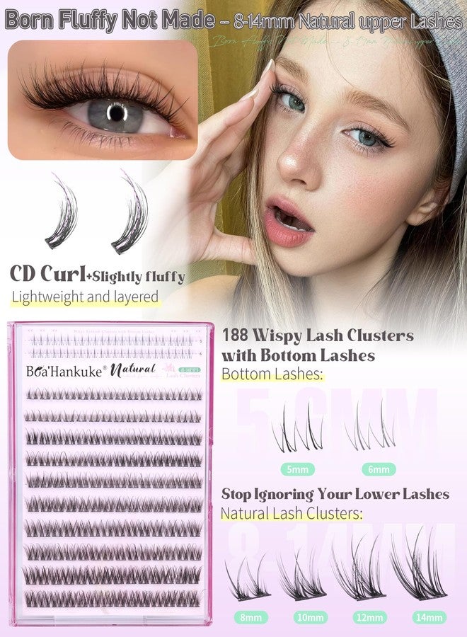 Boahankuke Natural Spider Lash Clusters Kit with Bottom Lashes Wispy Lash Extension Kit 8-14MM Short Eyelash Extension Kit Lightweight Eyelash Clusters Kit for Everyday Wear Fluffy Individual Lashes for Beginner - Image 3