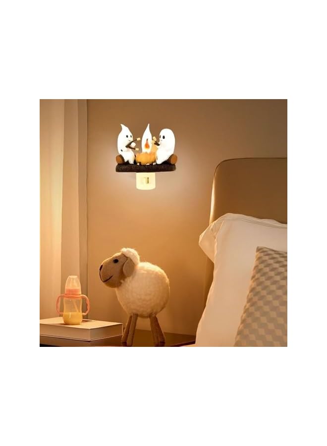 The Bros Ghost Campfire 3D LED Nightlight - 2024 New Flickering Ghost with Marshmallows, Perfect for Kids' Rooms, Halloween Decor, and Cozy Ambiance, Unique Flickering Effect, Ideal Gift for Halloween - Image 3