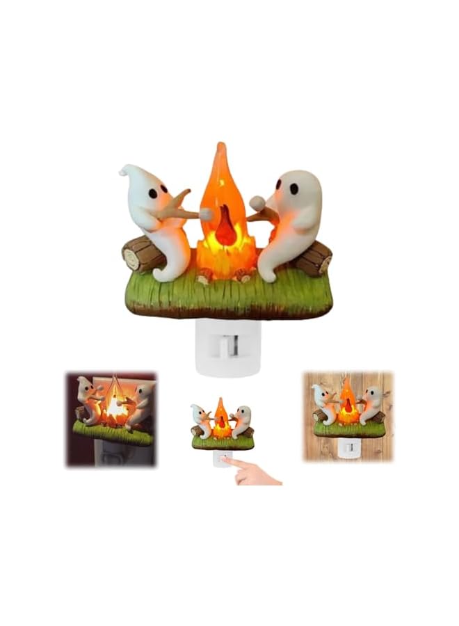 The Bros Ghost Campfire 3D LED Nightlight - 2024 New Flickering Ghost with Marshmallows, Perfect for Kids' Rooms, Halloween Decor, and Cozy Ambiance, Unique Flickering Effect, Ideal Gift for Halloween - Image 2
