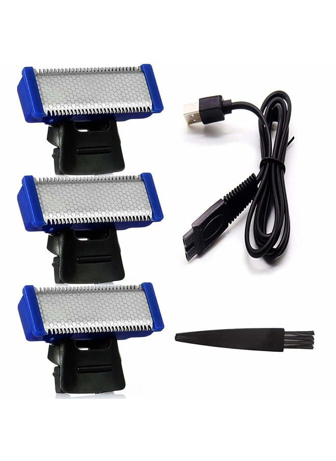 VINI Replacement Head for Old Version of Microtouch Solo Mens Shaver Electric Micro Trimmer (3 Razor Blade & 1 Clean Brush & 1 USB Charger Cable)  - Image 1