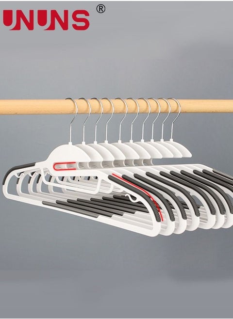 10-Piece Non-Slip Hanger Set,360° Swivel Hook,Horizontal Bar Design,Heavy Duty Clothes Hangers With Anti-slip Rubber,Space Saving Organizer For Necktie,Shirts,Pants