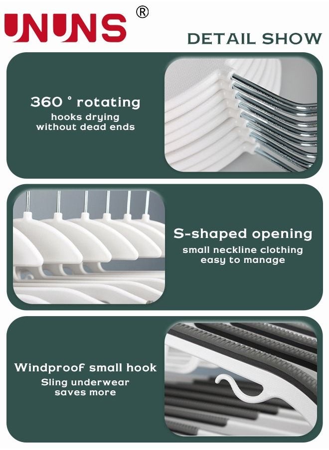 10-Piece Non-Slip Hanger Set,360° Swivel Hook,Horizontal Bar Design,Heavy Duty Clothes Hangers With Anti-slip Rubber,Space Saving Organizer For Necktie,Shirts,Pants