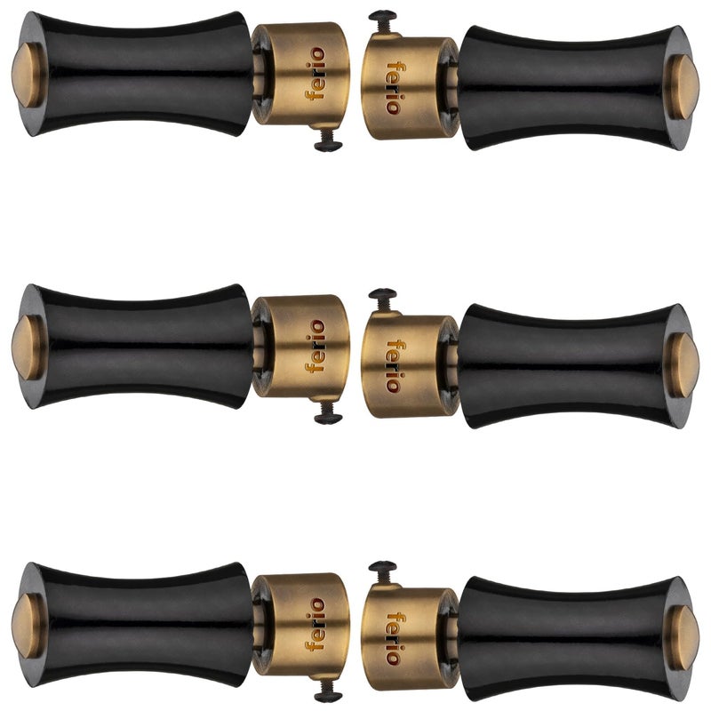 Ferio Antique Curtain Brackets Curtain Holders for Window Curtain Rod Brackets Curtain Knobs for 1 Inch Curtain Rod Holder Curtain Finials Set of 6 Aluminium Black Antique Brass Pack of 6 - Image 1