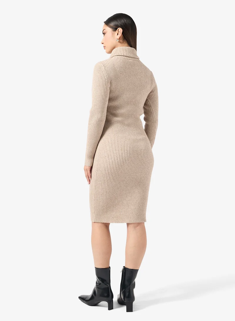 ONLY Knitted Roll Neck Bodycon Midi Dress