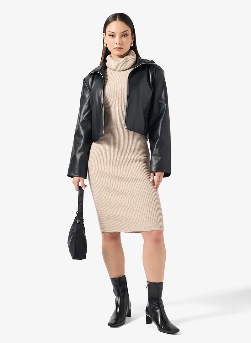 ONLY Knitted Roll Neck Bodycon Midi Dress