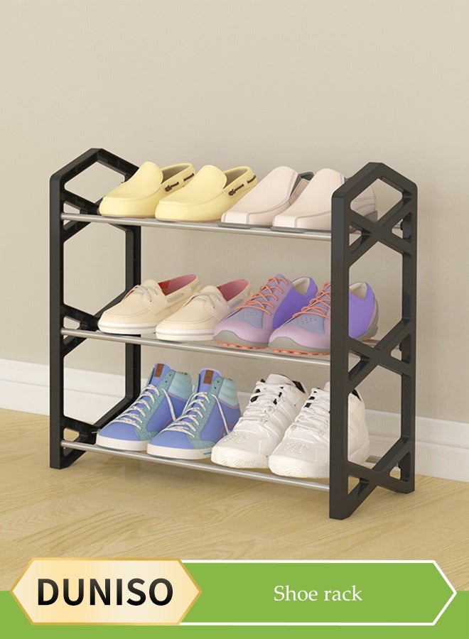 DUNISO رف أحذية 3 طبقات، رف تخزين أحذية، رف أحذية مستقل، مقاوم للرطوبة والصدأ، سهل التجميع، مناسب للممرات، الشرفات، غرف النوم، 42 * 19 * 44 سم - Image 1