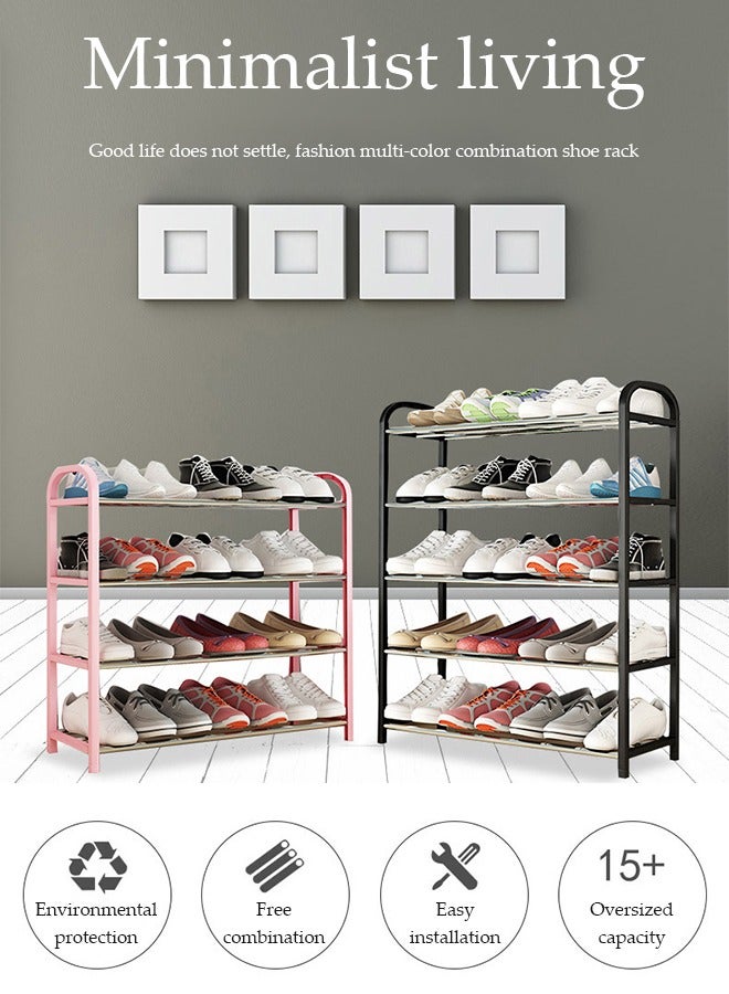 DUNISO رف أحذية 3 طبقات، رف تخزين أحذية، رف أحذية مستقل، مقاوم للرطوبة والصدأ، سهل التجميع، مناسب للممرات، الشرفات، غرف النوم، 42 * 19 * 44 سم - Image 2