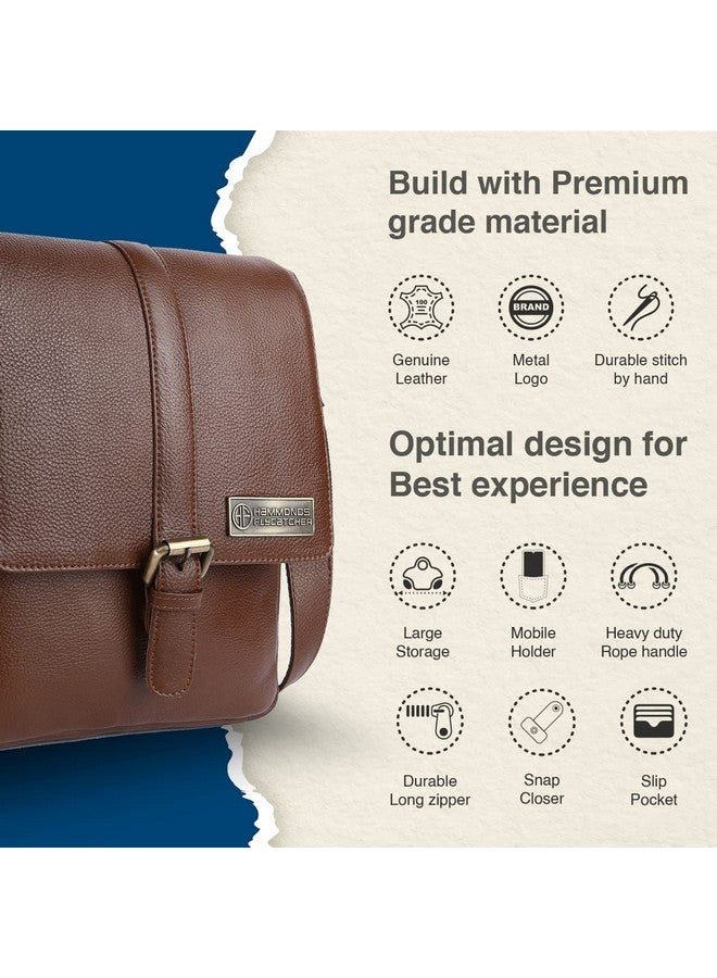 HAMMONDS FLYCATCHER Men Genuine Leather Sling Bag , Stylish and Spacious Side Bag , Crossbody Bag Daily Use, Travel, Adjustable Strap, 1 Year Warranty - Brushwood, Brown - Image 3