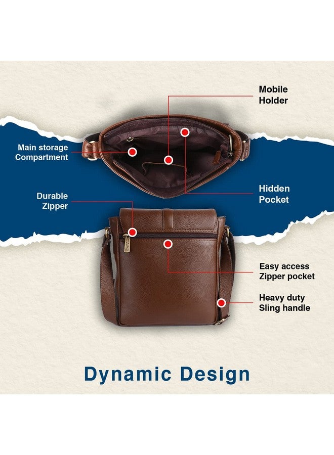 HAMMONDS FLYCATCHER Men Genuine Leather Sling Bag , Stylish and Spacious Side Bag , Crossbody Bag Daily Use, Travel, Adjustable Strap, 1 Year Warranty - Brushwood, Brown - Image 4