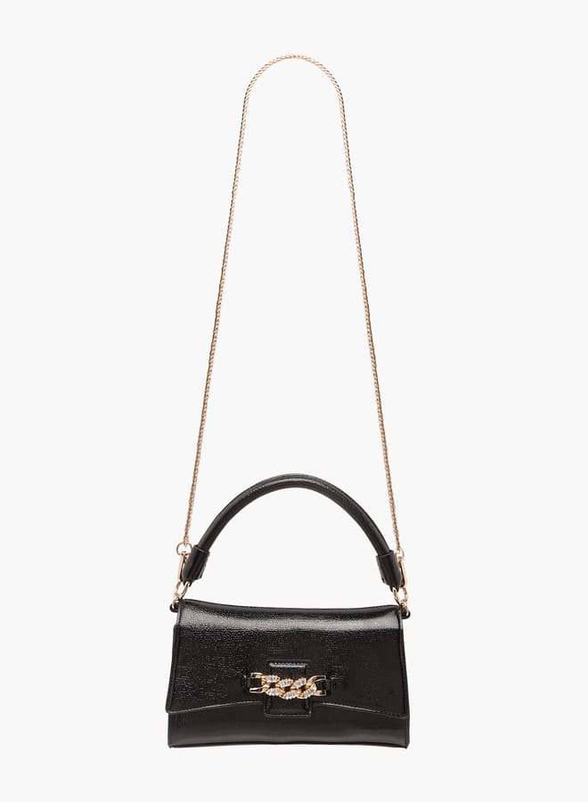 Paprika Womens Embellished Crossbody Bag with Chain Strap and Magnetic Button Closure - Image 2