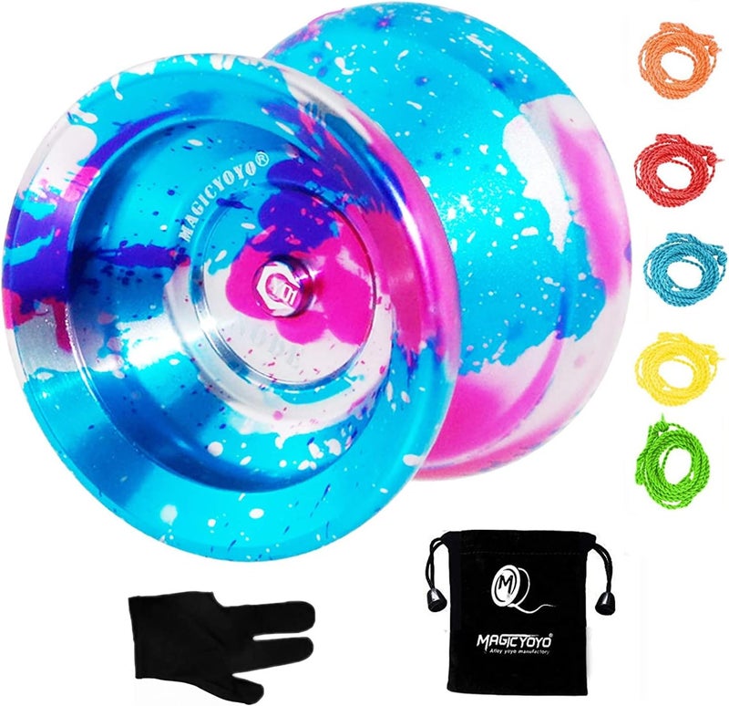 Zikra Y01 Node Professional Unresponsive Yoyo, Colorful Yoyo Long Spinning Time Prettiest Yoyo with Glove, Yoyo Bag and 5 Replacement Yoyo Strings (Blue+Pink+Silver) - Image 1