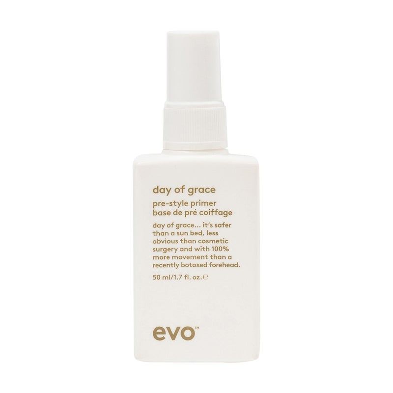 EVO Day of Grace PreStyle Primer Leavein Heat Protectant Spray Moisturizes Detangles Smooths Hair Travel Size 50ml 17floz