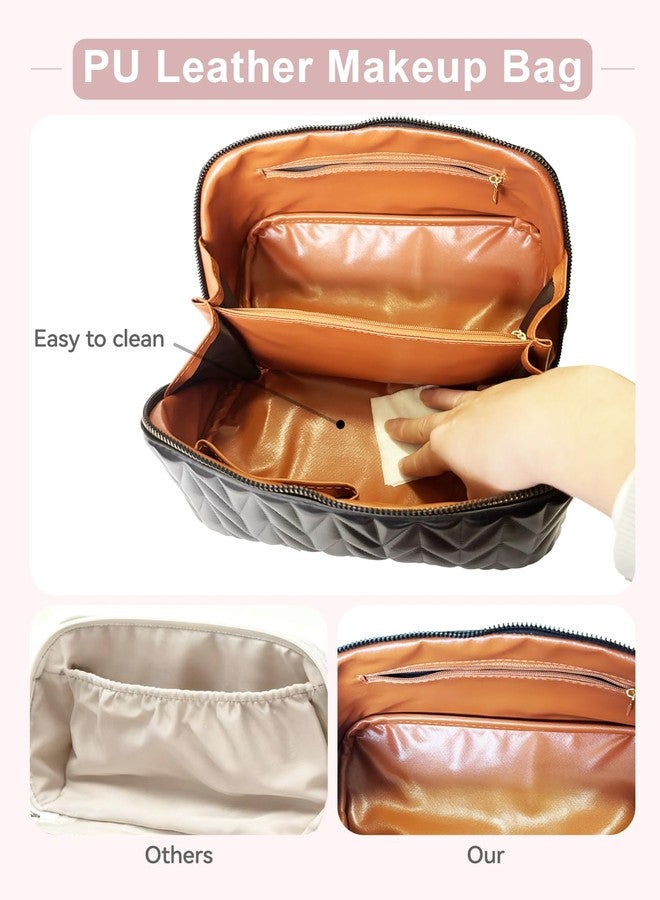 VIDIBESTY Travel Makeup Bag for Women, Large Capacity Cosmetic Bags for Girls, Compact Pouch Make up Organizer, Waterproof Toiletry Bag with Divider and Handle (Black) - Image 4