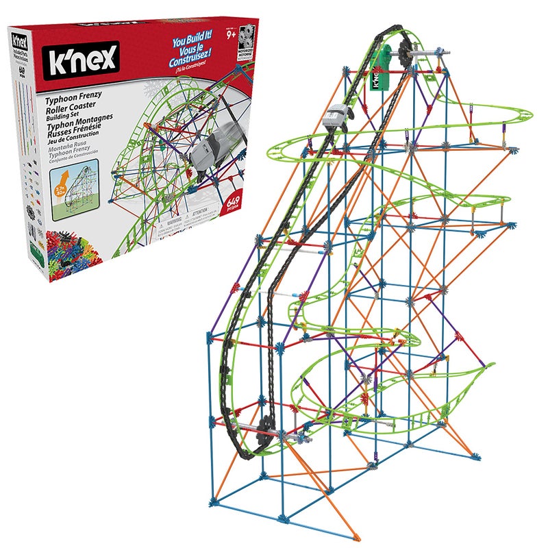 Basic Fun K'Nex 51438 TYPHOON FRENZY ROLLER COASTER BUILDING SET Building Kit , Gray - Image 1