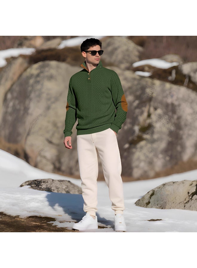 SPRING And Autumn Men's Wear Men's Stand Collar Long Sleeve Jacquard Knitted Sweater Casual Sports Outdoor Hoodie - Image 2