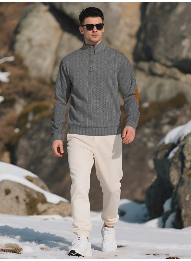 SPRING And Autumn Men's Wear Men's Stand Collar Long Sleeve Jacquard Knitted Sweater Casual Sports Outdoor Hoodie - Image 1