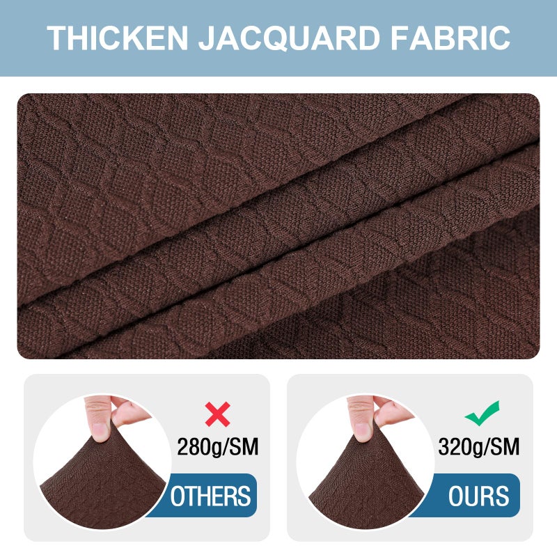 smiry أغطية مقعد Jacquard Smiry تمتد لكراسي غرفة الطعام مجموعة من 2 مقعد المقعد القابل للغسل قابلة للغسل لا توجد أغطية خلفية الشوكولاتة الفاتحة - Image 2