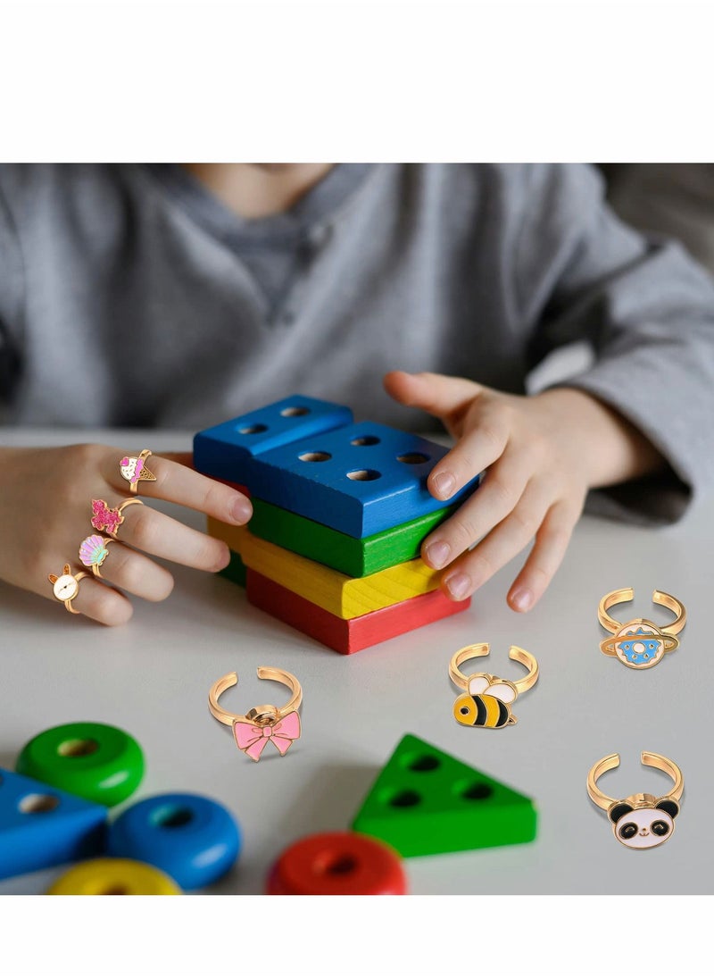 Excefore - Fidget Anxiety Rings Rotatable Open Ring Set, 9 Pcs Spinner Cubic Zirconia Cartoon Style Stress Relief Stackable Calming - Image 1