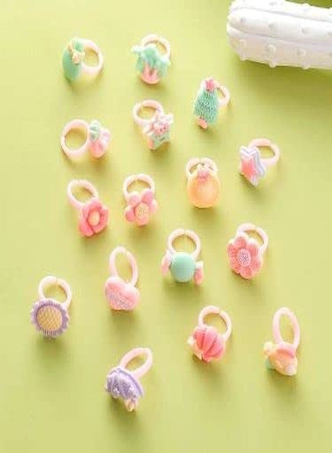 DENICRAAS Cute Adjustable Cartoon Rings Set of 36, Finger Rings for Girls Kids Pink Heart Shape Jewelry kit for Kids (Multi Designs) Suitable for age 2-10 yrs - Image 2