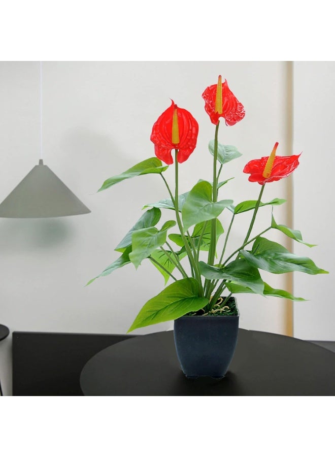Bluejw Artificial Plant Pot Real Touch Fake Anthurium Artificial Potted Flower Plant Greenery Shrubs for Wedding Home Party Table Desk Garden Bookshelf Indoor Outdoor Decor - Image 5