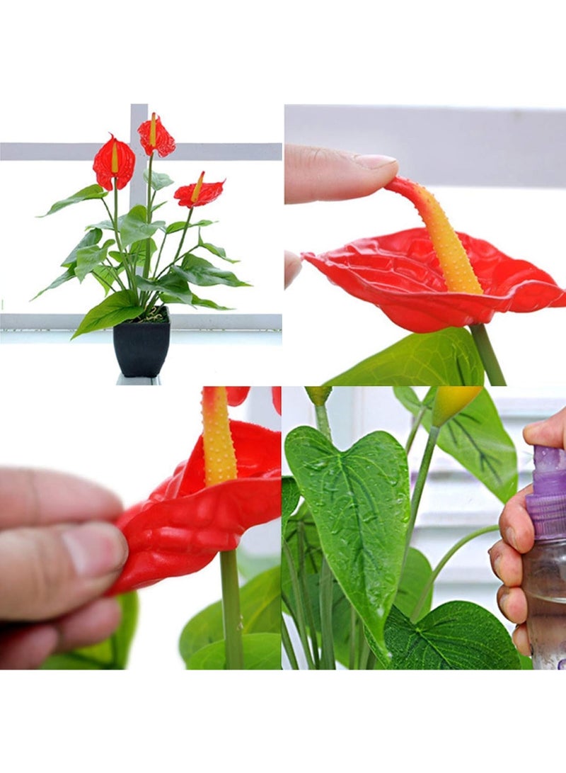 Bluejw Artificial Plant Pot Real Touch Fake Anthurium Artificial Potted Flower Plant Greenery Shrubs for Wedding Home Party Table Desk Garden Bookshelf Indoor Outdoor Decor - Image 4