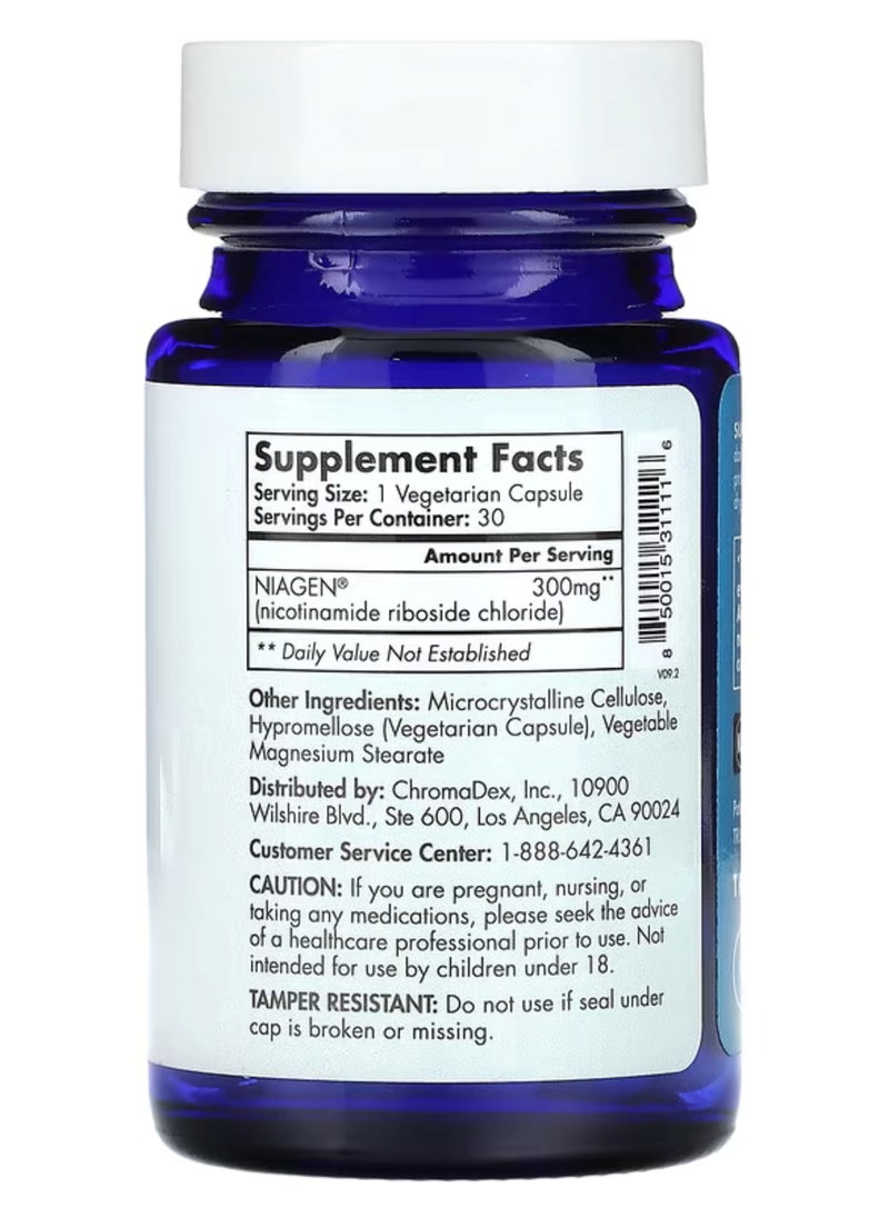 TRU NIAGEN True Niagen, Nicotinamide Riboside, 300 mg, 30 Veggie Capsules  - Image 2