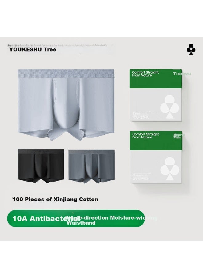 Youkeshu Men's Underwear 100-count Cotton Silk Gusset 10a Antibacterial High-end Comfortable Men's Boxer Briefs - Image 1