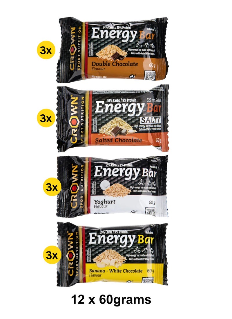 CROWN SPORT NUTRITION CROWN SPORT NUTRITION - Energy Bar Assorted Flavors (12 x 60g)  - Image 1
