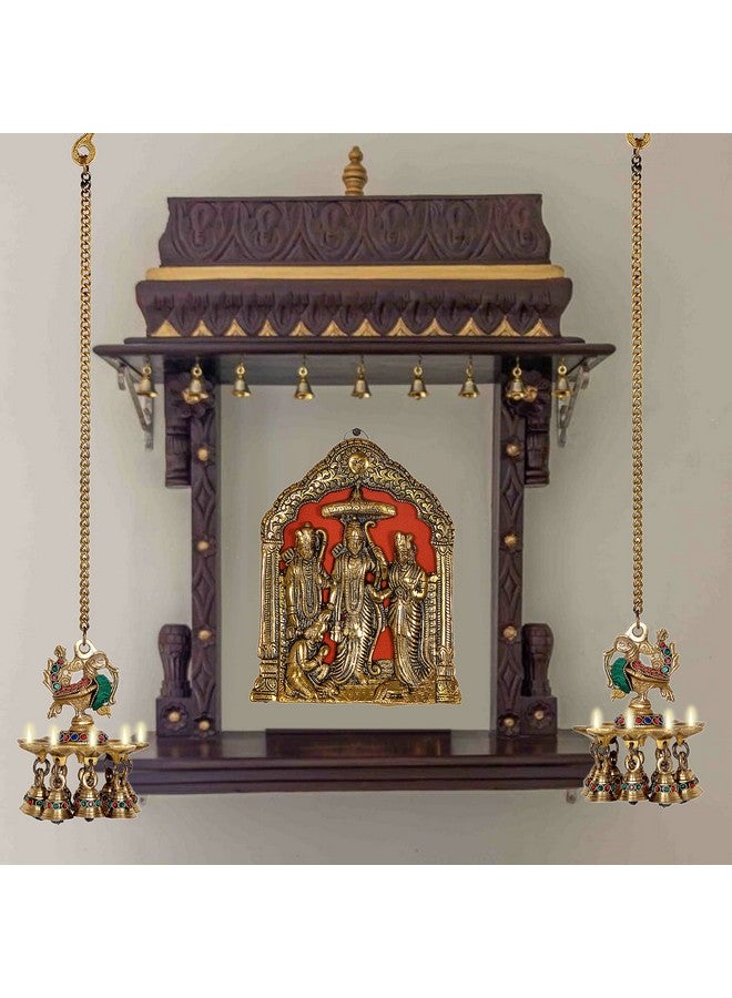 Dattatreya Brass Hanging Peacock Diya with Bells Deepak deepam Oil Diya for Diwali Pooja (Pair) - Image 3