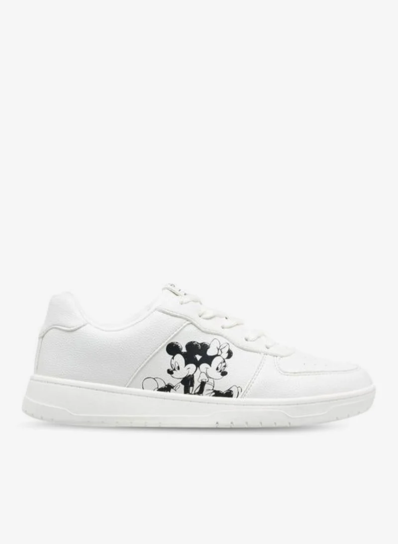 Disney Mickey And Minnie Mouse Print Lace-Up Sneakers