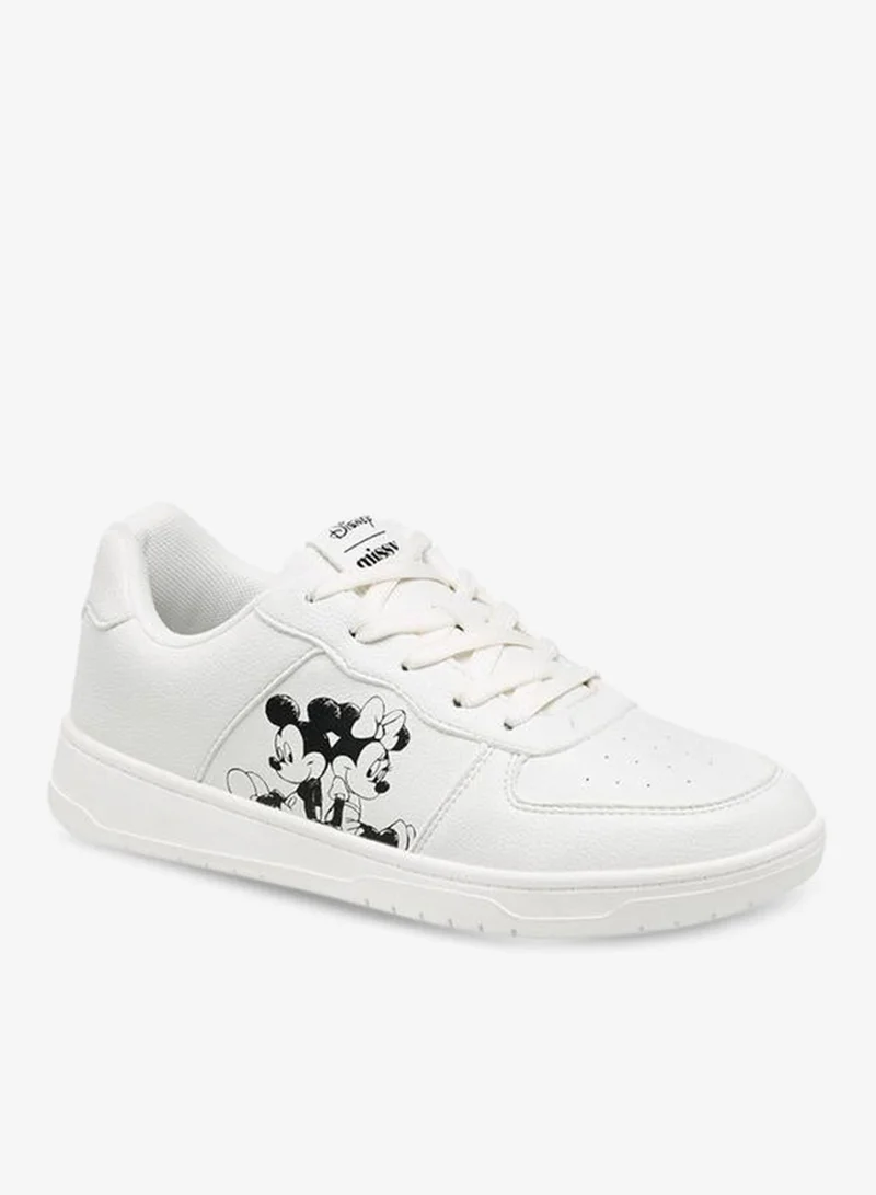 Disney Mickey And Minnie Mouse Print Lace-Up Sneakers