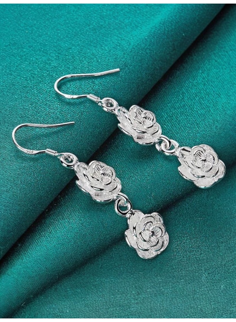 Dangle Charms Elegant 925 Silver Plated Earrings For Women - Image 3