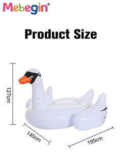 MEBEGIN White Swan Shape Inflatable Pool Float, Cartoon Swimming Ring for Kids and Adults, Swimming Pool Flotage Lounge Toy, Made of High-quality PVC Material, Easy to Carry and Store, Great Playmate in Summer, 195*140*127cm  - Image 3
