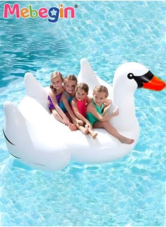 MEBEGIN White Swan Shape Inflatable Pool Float, Cartoon Swimming Ring for Kids and Adults, Swimming Pool Flotage Lounge Toy, Made of High-quality PVC Material, Easy to Carry and Store, Great Playmate in Summer, 195*140*127cm  - Image 1