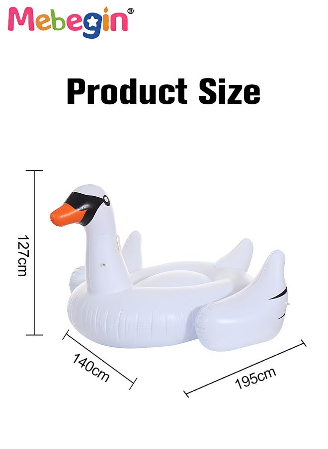 MEBEGIN Swan Shape Inflatable Pool Float, Cartoon Swimming Ring for Kids and Adults, Swimming Pool Flotage Lounge Toy, Made of High-quality PVC Material, Easy to Carry and Store, Great Playmate in Summer, 195*140*127cm  - Image 3