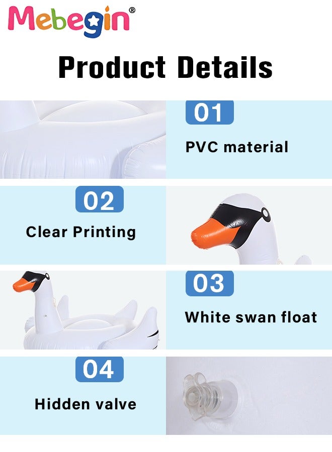 Swan Shape Inflatable Pool Float, Cartoon Swimming Ring for Kids and Adults, Swimming Pool Flotage Lounge Toy, Made of High-quality PVC Material, Easy to Carry and Store, Great Playmate in Summer, 195*140*127cm