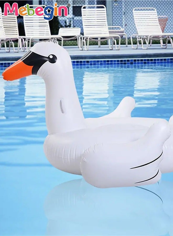 Swan Shape Inflatable Pool Float, Cartoon Swimming Ring for Kids and Adults, Swimming Pool Flotage Lounge Toy, Made of High-quality PVC Material, Easy to Carry and Store, Great Playmate in Summer, 195*140*127cm