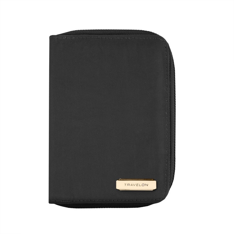 Travelon Travelon RFID Blocking Passport Zip Wallet, Black, 4.5"x 6"x 0.75"  - Image 1
