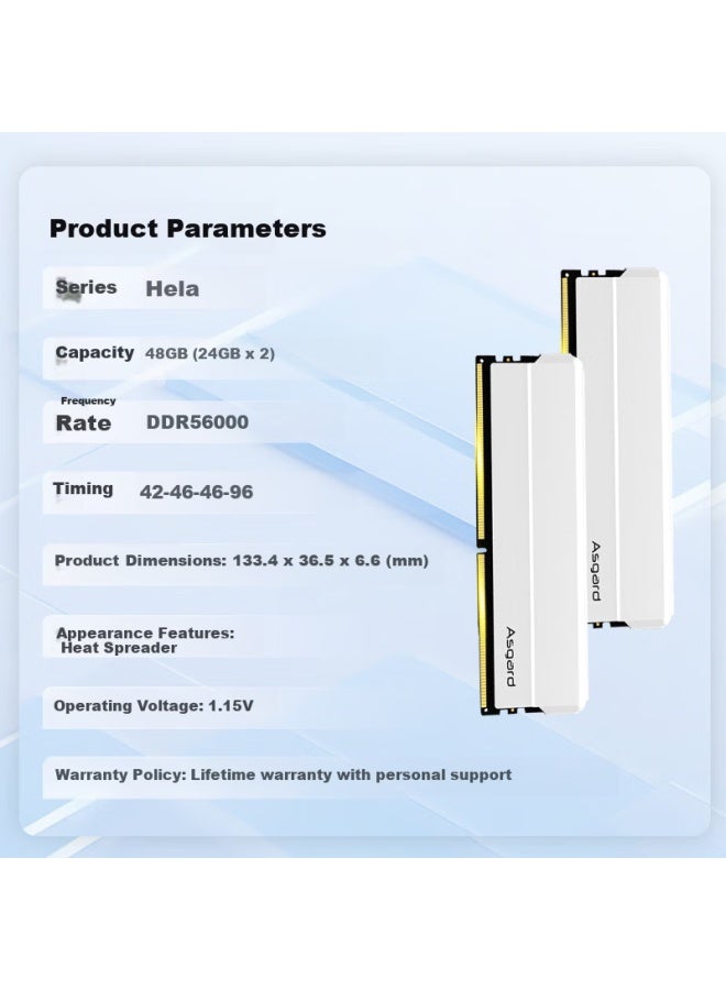 Asgard 48gb Ddr5 6000 Desktop Memory Hela Heat Spreader Selected Chips Cl42 Arctic White - Image 2
